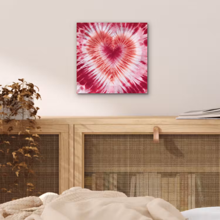 Aluminium schilderij - Hartvorm - Roze - Tie dye — 4