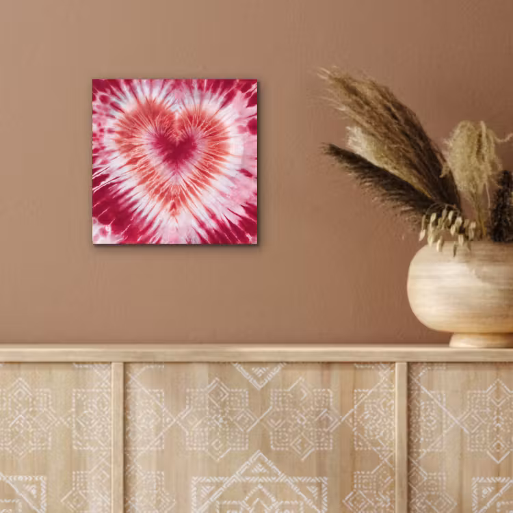 Aluminium schilderij - Hartvorm - Roze - Tie dye — 5