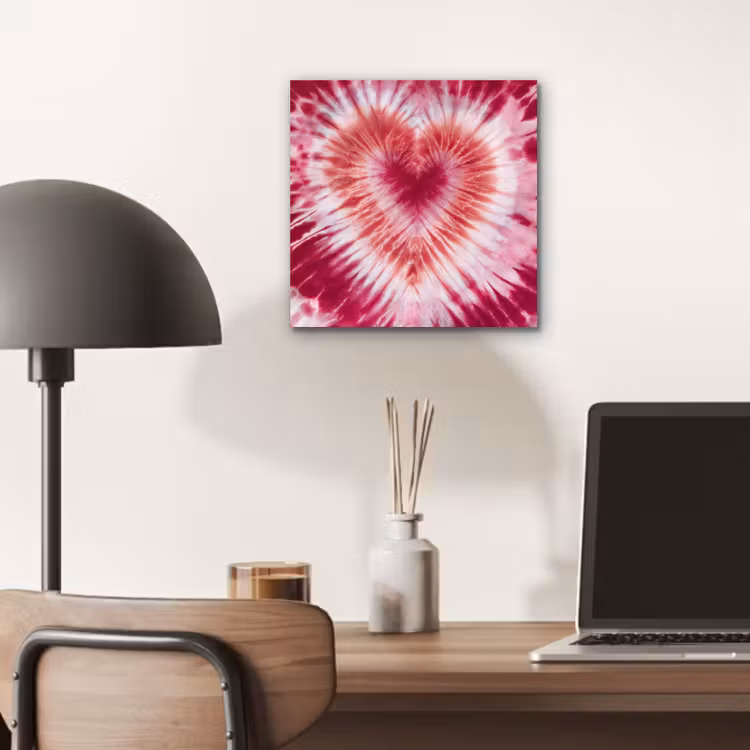 Aluminium schilderij - Hartvorm - Roze - Tie dye — 6