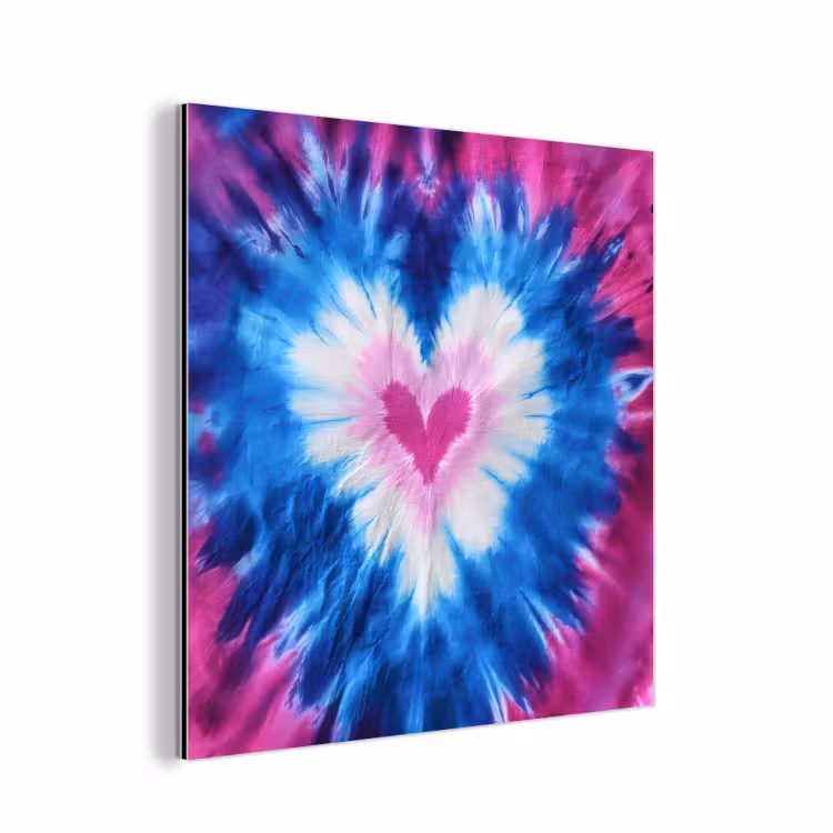 Aluminium schilderij - Hartvormig - Tie dye - Paars — 1
