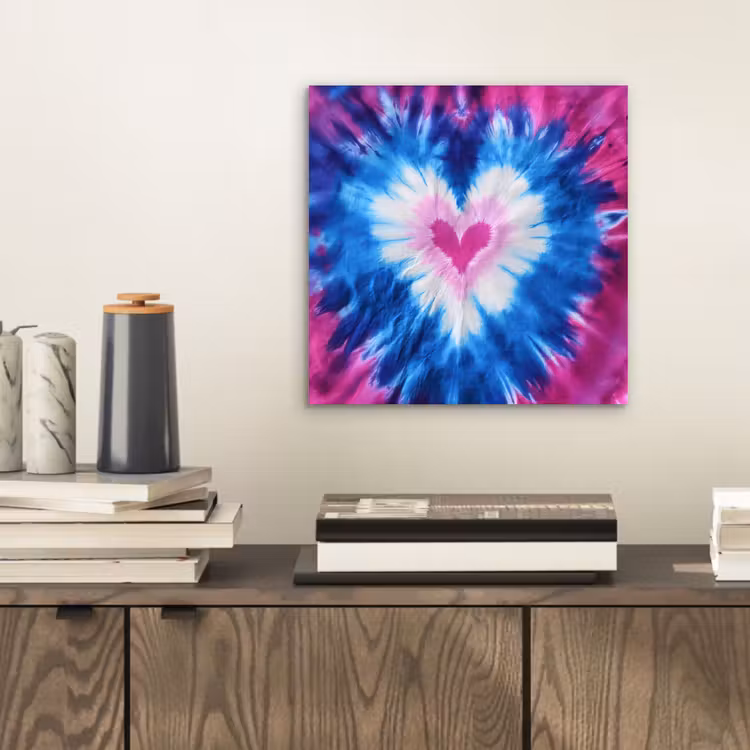 Aluminium schilderij - Hartvormig - Tie dye - Paars — 2