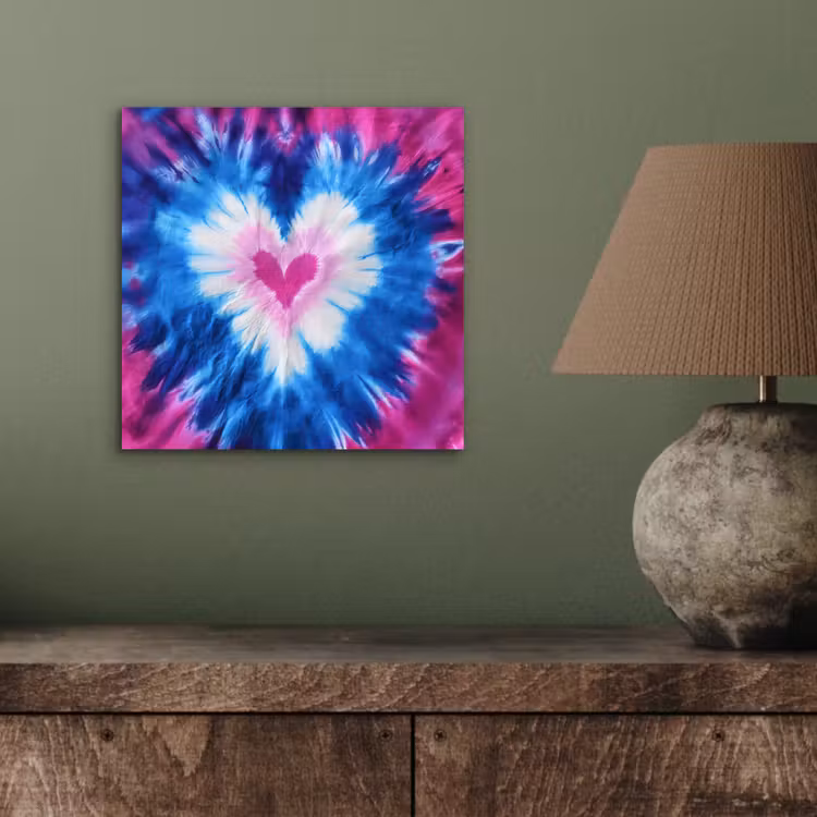 Aluminium schilderij - Hartvormig - Tie dye - Paars — 3