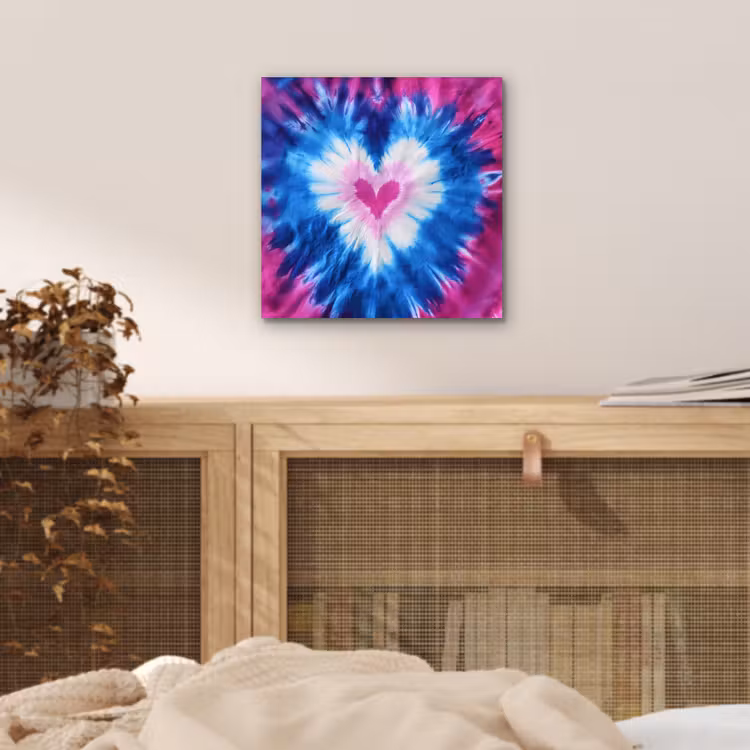 Aluminium schilderij - Hartvormig - Tie dye - Paars — 4