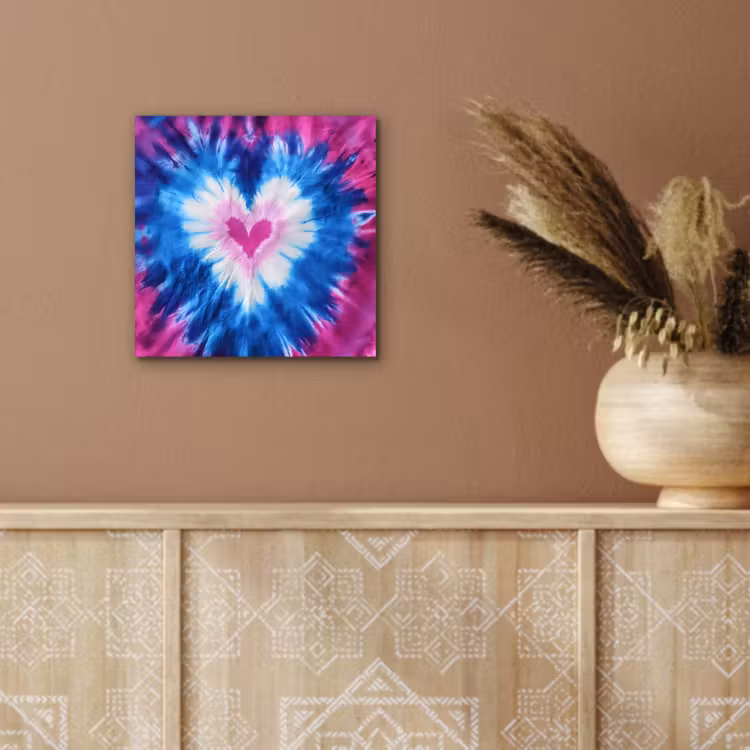 Aluminium schilderij - Hartvormig - Tie dye - Paars — 5