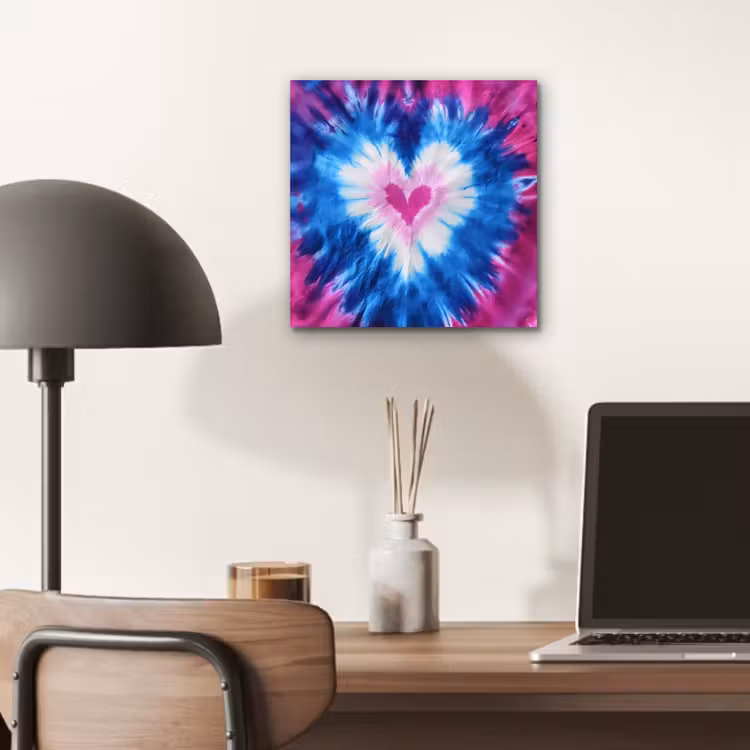 Aluminium schilderij - Hartvormig - Tie dye - Paars — 6