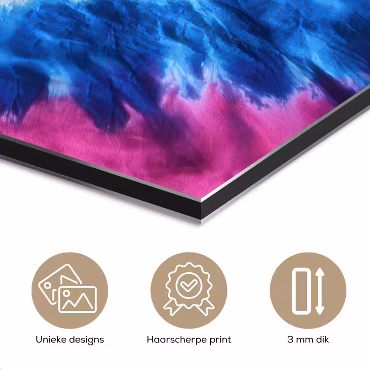 Aluminium schilderij - Hartvormig - Tie dye - Paars — 7