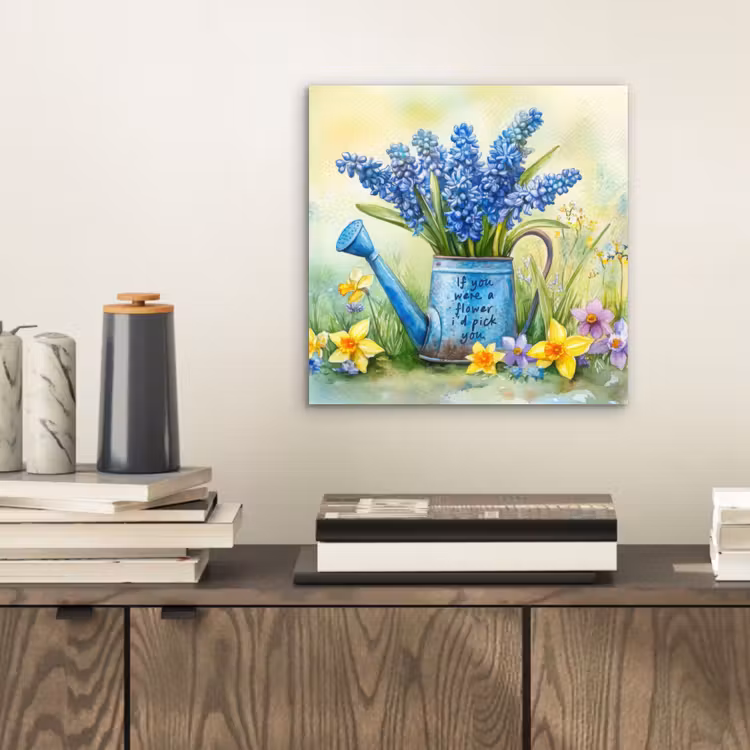 Aluminium schilderij - Lavendelbloemen - Quote - Gieter — 2