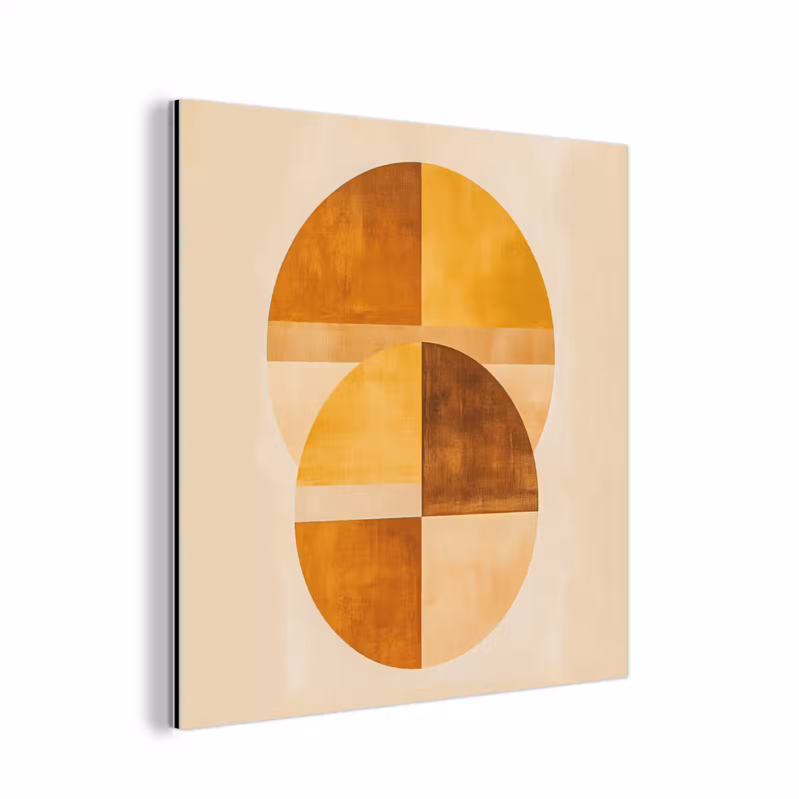 Aluminium schilderij - Cirkels - Geel - Minimalistisch — 1