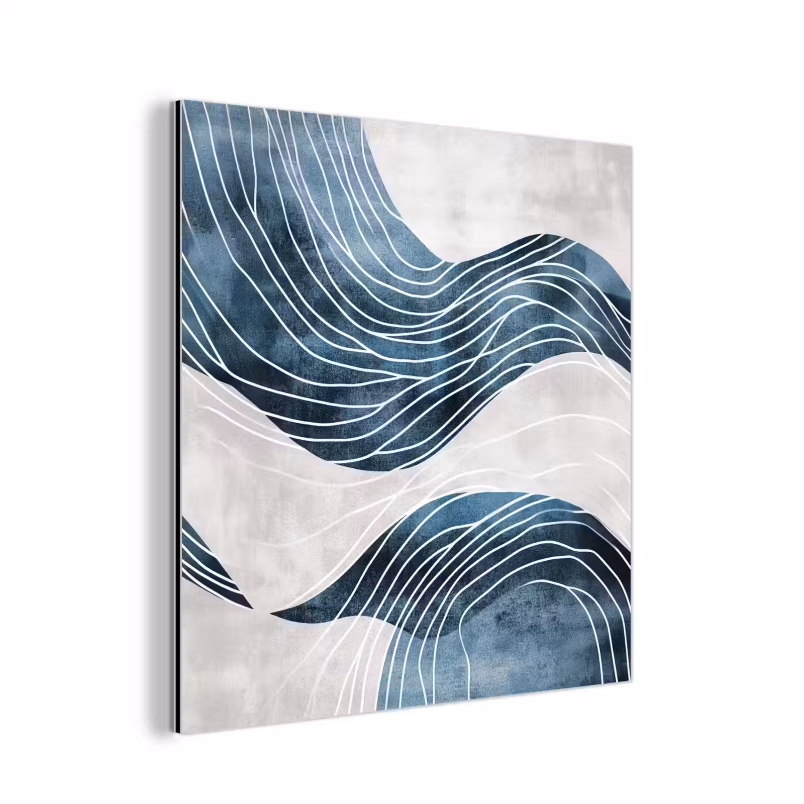 Aluminium schilderij - Lijnen - Golven - Abstract - Blauw — 1