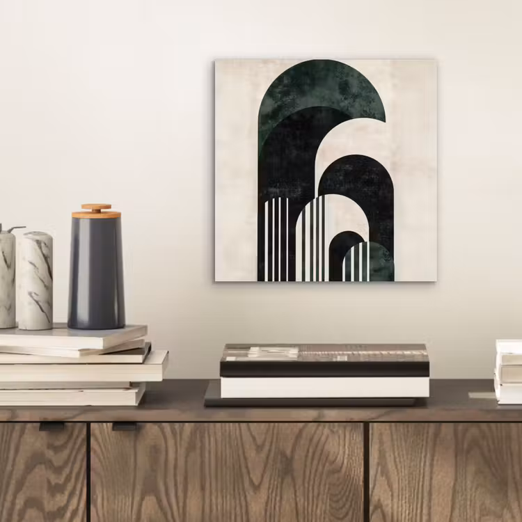 Aluminium schilderij - Bogen - Donkergroen - Lijnen — 2
