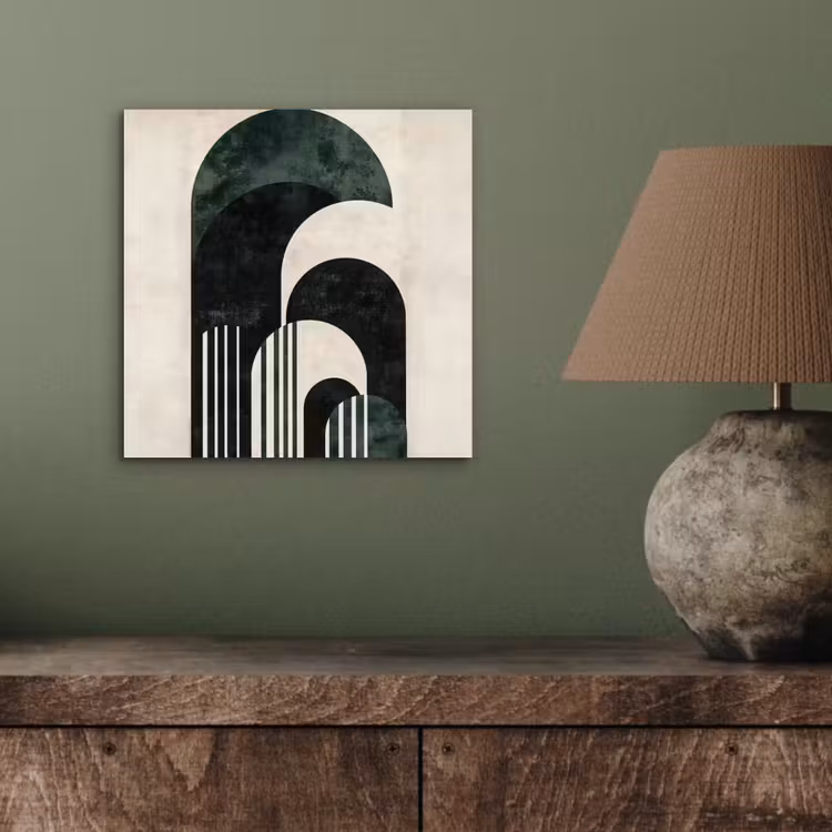 Aluminium schilderij - Bogen - Donkergroen - Lijnen — 3