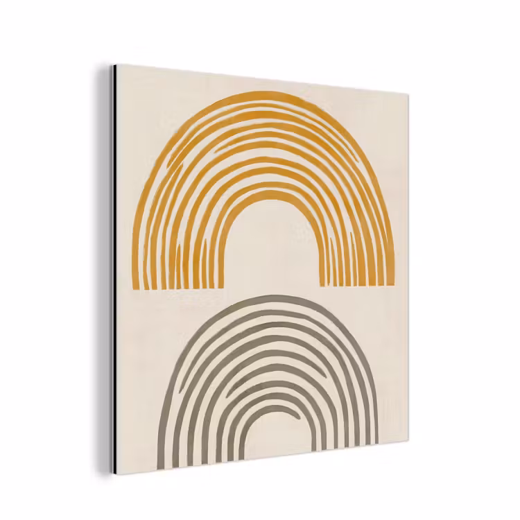 Aluminium schilderij - Bogen - Lijnen - Oranje - Minimalistisch — 1