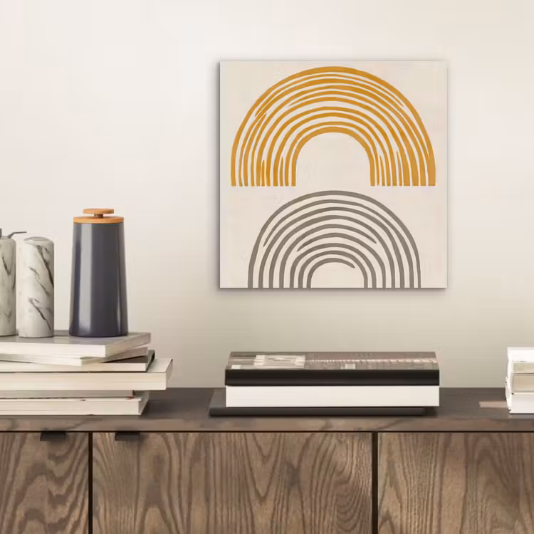 Aluminium schilderij - Bogen - Lijnen - Oranje - Minimalistisch — 2
