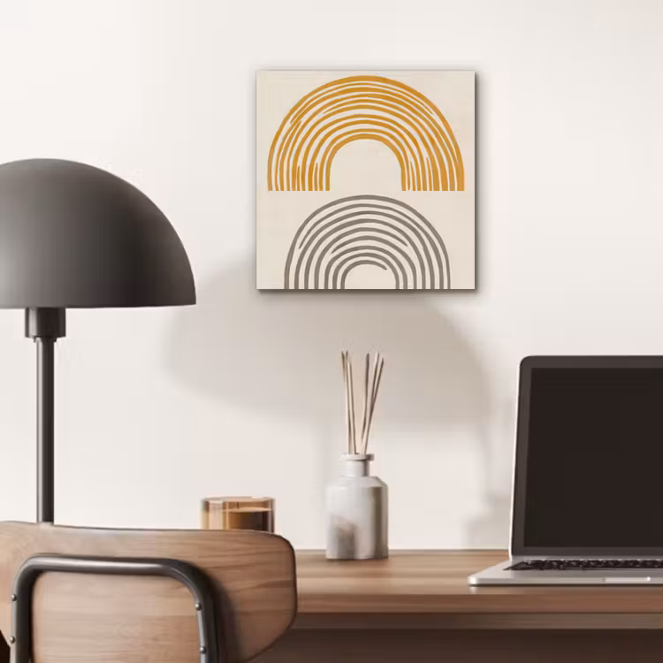 Aluminium schilderij - Bogen - Lijnen - Oranje - Minimalistisch — 6