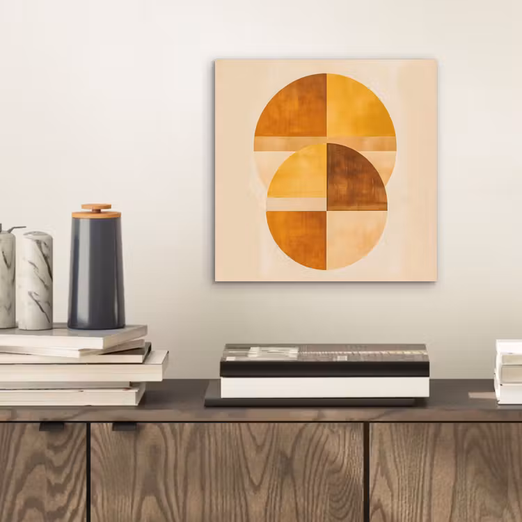 Aluminium schilderij - Cirkels - Geel - Minimalistisch — 2