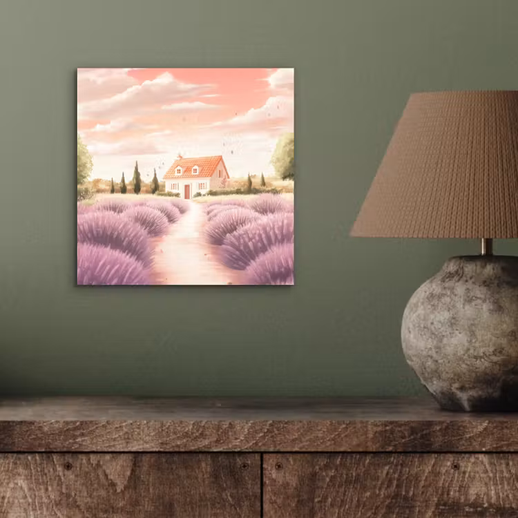 Aluminium schilderij - Lavendelveld - Huis - Paars — 3