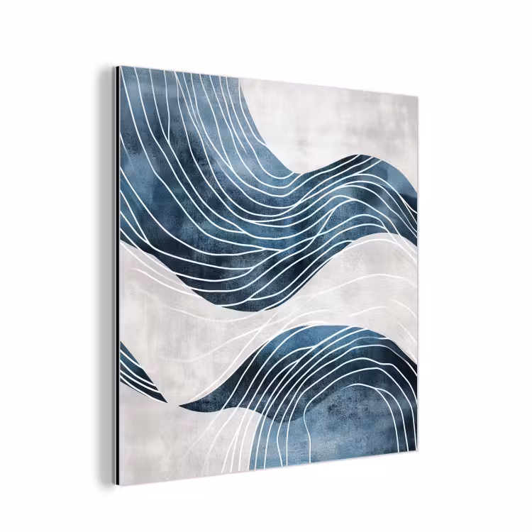 Aluminium schilderij - Lijnen - Golven - Abstract - Blauw — 1