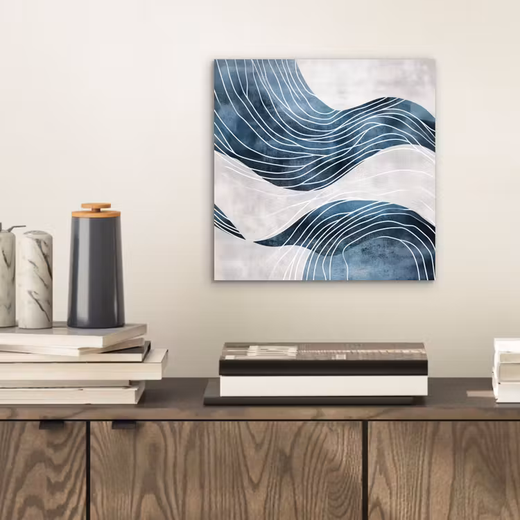 Aluminium schilderij - Lijnen - Golven - Abstract - Blauw — 2