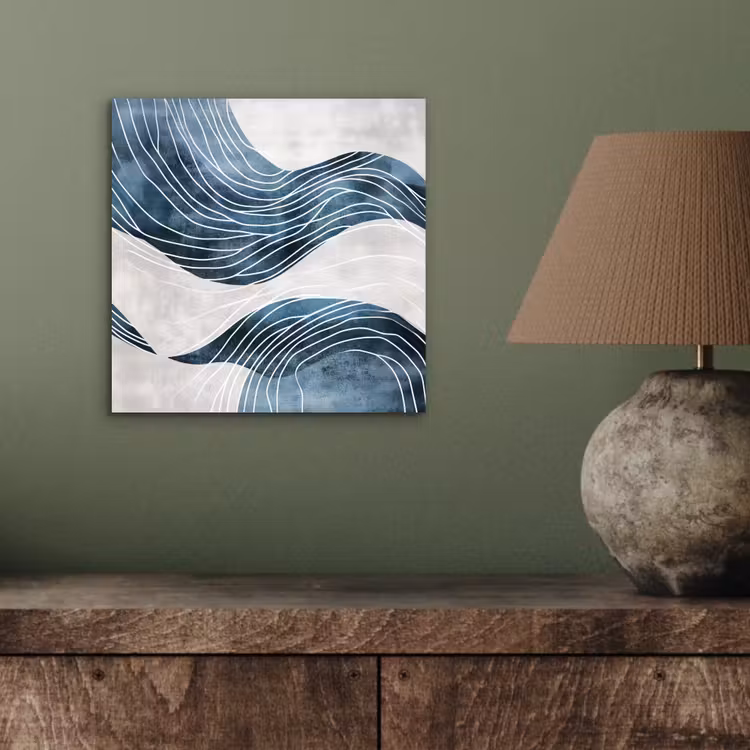 Aluminium schilderij - Lijnen - Golven - Abstract - Blauw — 3