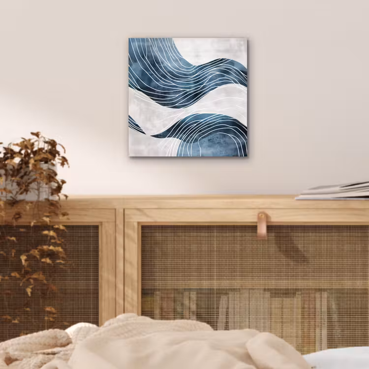 Aluminium schilderij - Lijnen - Golven - Abstract - Blauw — 4