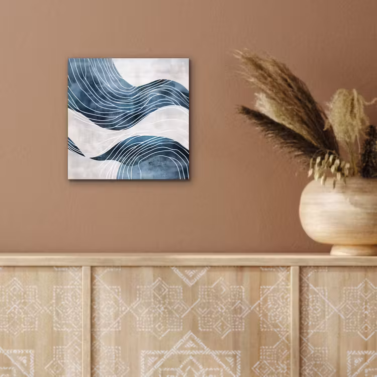 Aluminium schilderij - Lijnen - Golven - Abstract - Blauw — 5