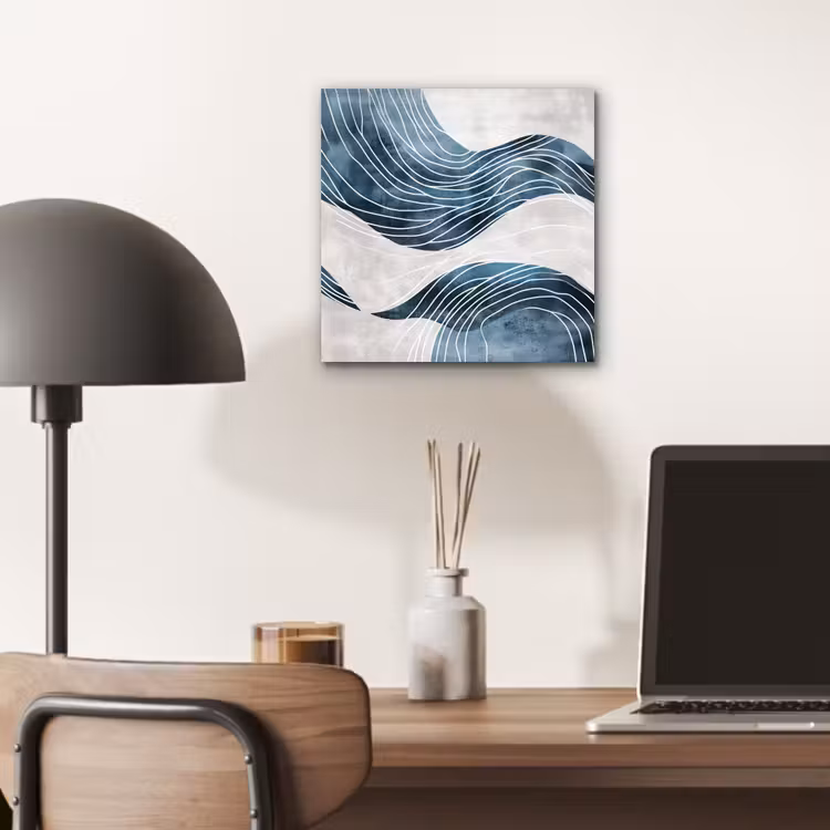 Aluminium schilderij - Lijnen - Golven - Abstract - Blauw — 6