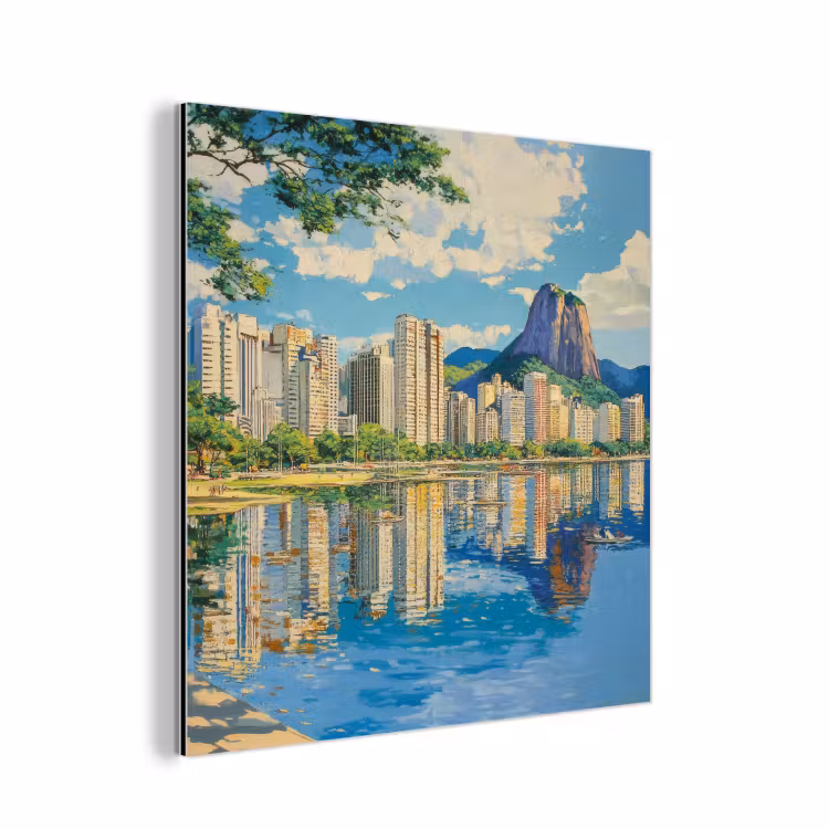 Aluminium schilderij - Berg - Skyline - Strand - Water — 1