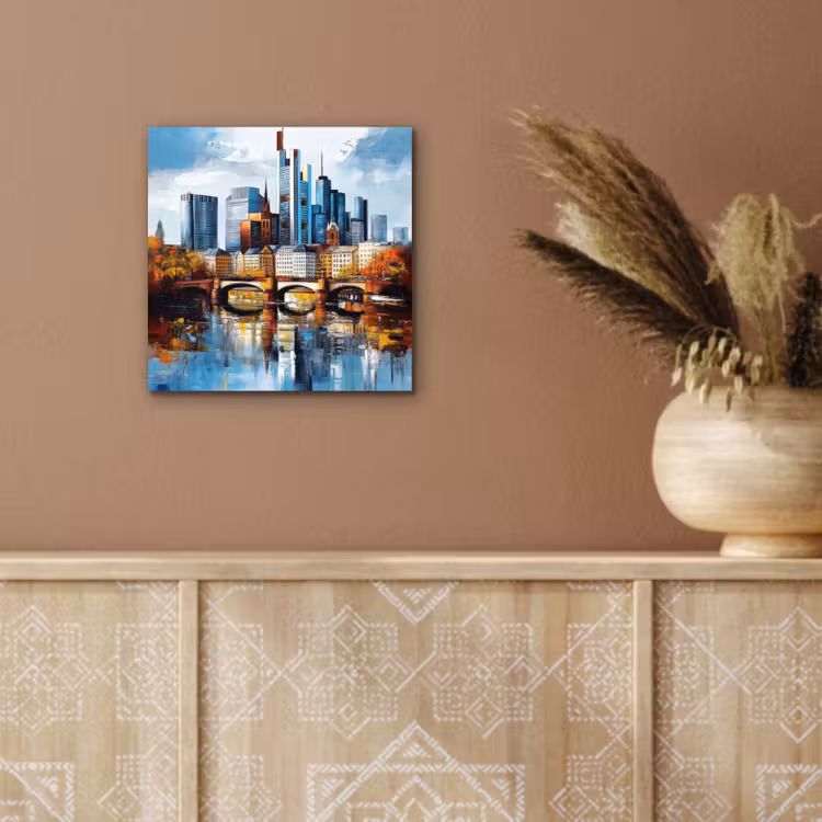 Aluminium schilderij - Bomen Frankfurt- Stad - Skyline - Brug — 5