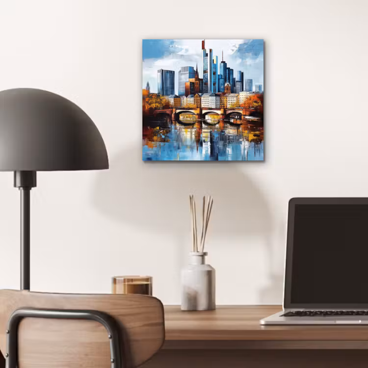 Aluminium schilderij - Bomen Frankfurt- Stad - Skyline - Brug — 6