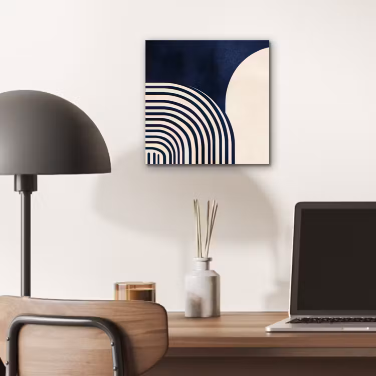 Aluminium schilderij - Donkerblauw - Abstract - Lijnen — 6