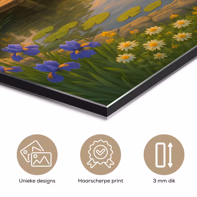 Aluminium schilderij - Eenden - Vijver - Bloemen — 7