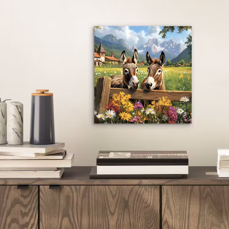 Aluminium schilderij - Ezels - Bloemen - Zomers — 2