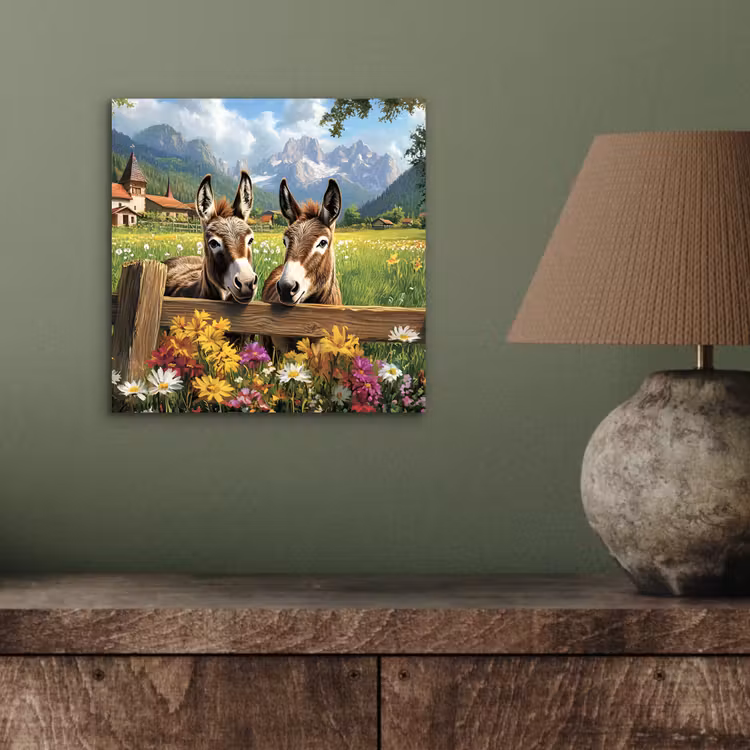 Aluminium schilderij - Ezels - Bloemen - Zomers — 3