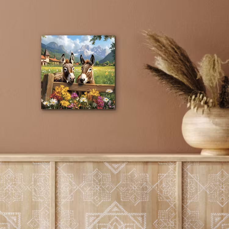 Aluminium schilderij - Ezels - Bloemen - Zomers — 5