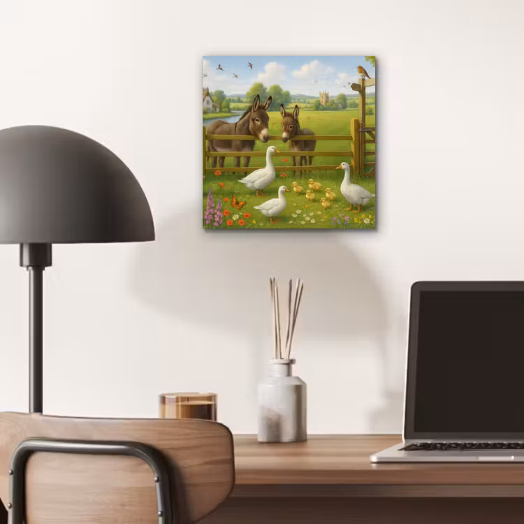 Aluminium schilderij - Ezels - Ganzen - Kleurrijk — 6