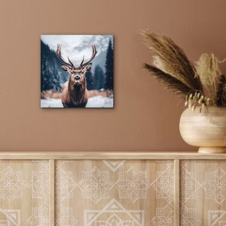 Aluminium schilderij - Hert - Dieren - Landschap - Winter - Sneeuw — 5