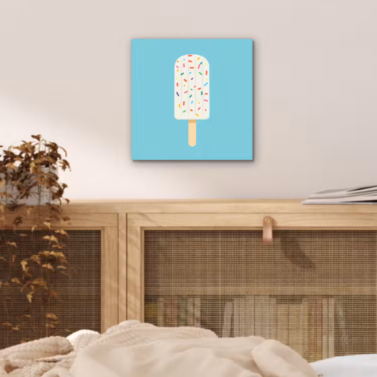 Aluminium schilderij - Ijsje - Stokje - Sprinkles - Lichtblauw — 4