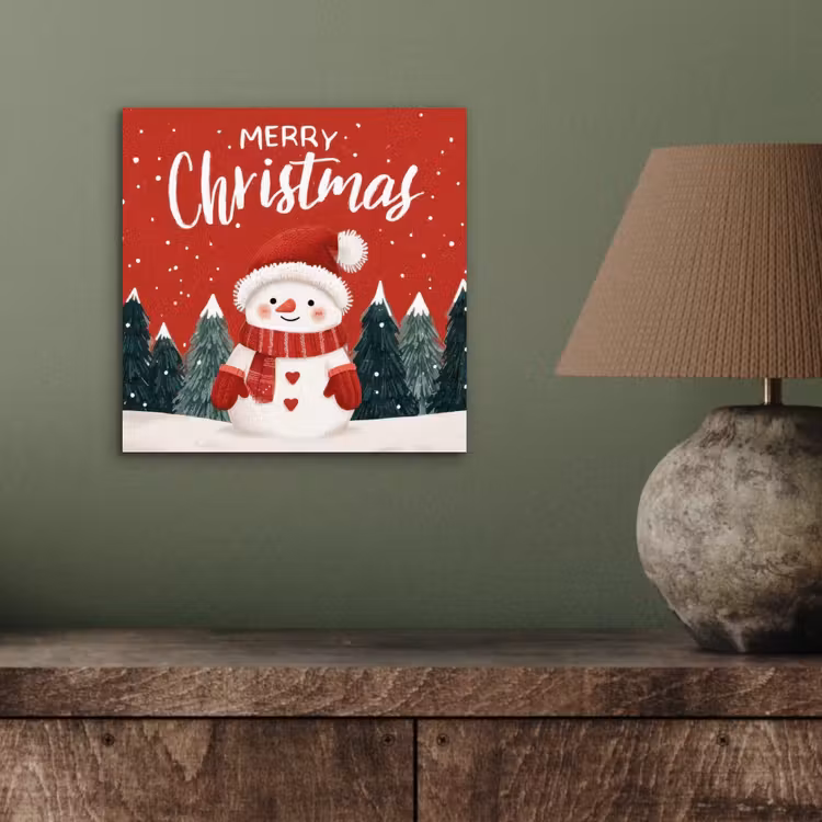 Aluminium schilderij - Kerstgroet - Sneeuw - Rood — 3