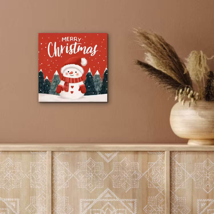 Aluminium schilderij - Kerstgroet - Sneeuw - Rood — 5