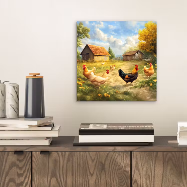 Aluminium schilderij - Kippen - Landelijke rust - Natuur — 2