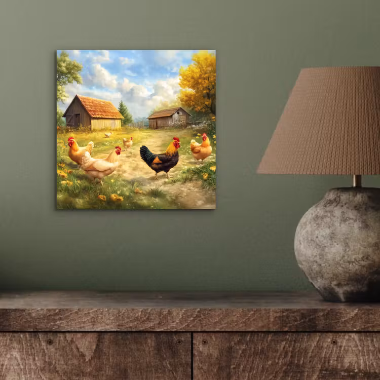 Aluminium schilderij - Kippen - Landelijke rust - Natuur — 3