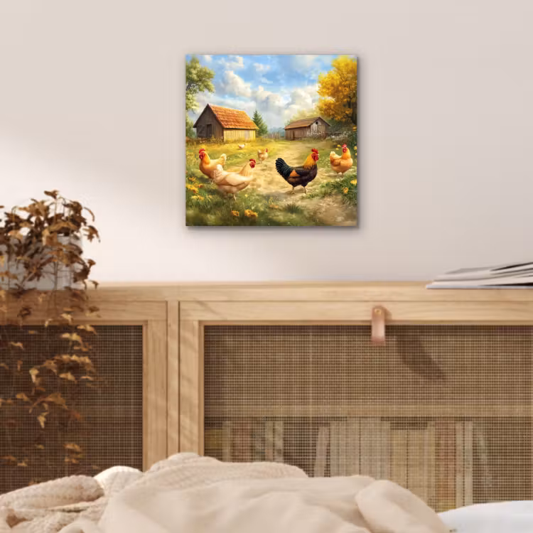 Aluminium schilderij - Kippen - Landelijke rust - Natuur — 4