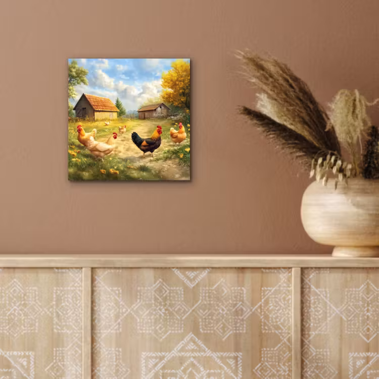 Aluminium schilderij - Kippen - Landelijke rust - Natuur — 5