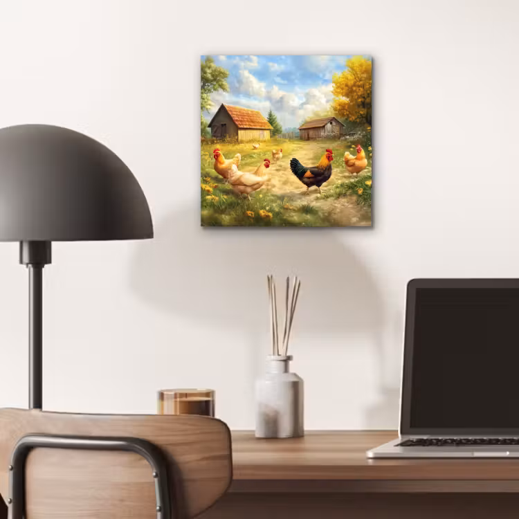 Aluminium schilderij - Kippen - Landelijke rust - Natuur — 6