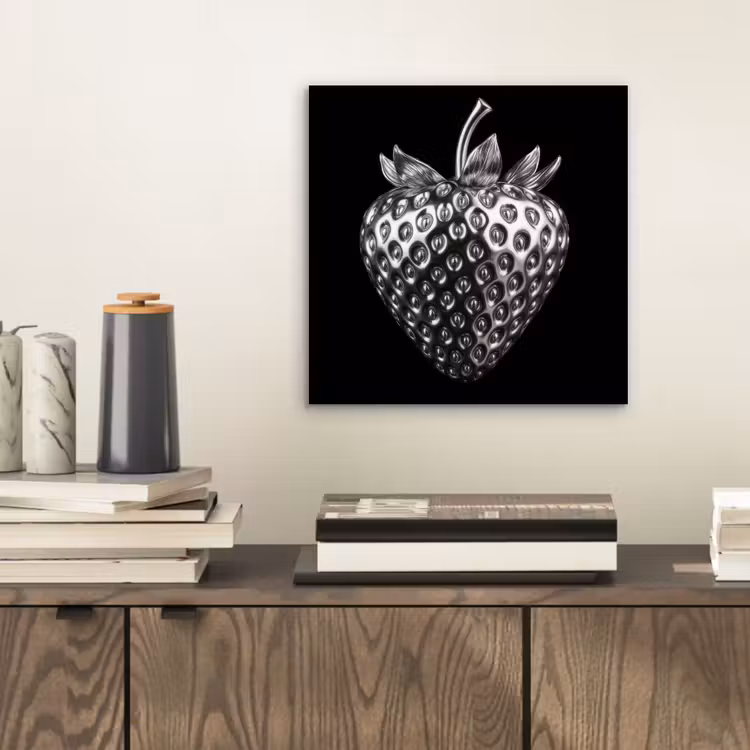 Aluminium schilderij - Aardbei - Zaadstructuur - Realistisch — 2