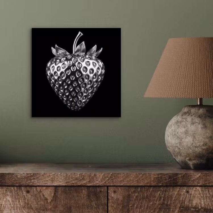 Aluminium schilderij - Aardbei - Zaadstructuur - Realistisch — 3