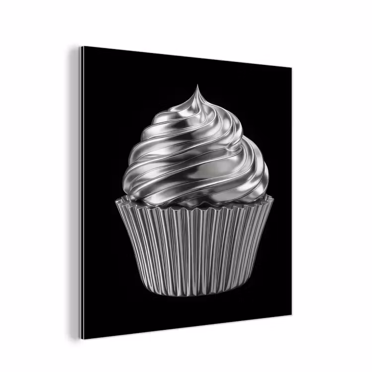 Aluminium schilderij - Cupcake - Luxueus - Zilver — 1