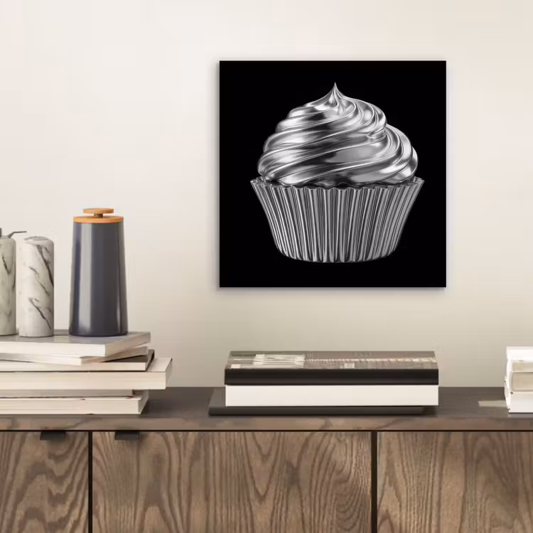 Aluminium schilderij - Cupcake - Luxueus - Zilver — 2