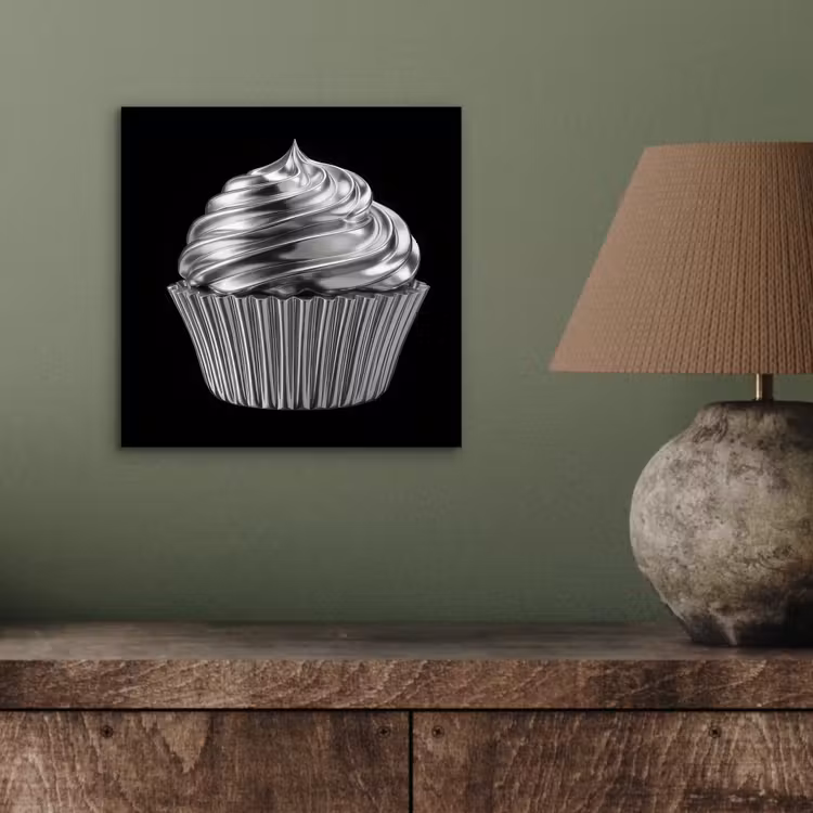 Aluminium schilderij - Cupcake - Luxueus - Zilver — 3