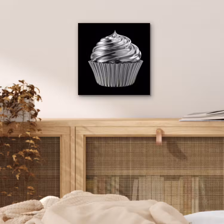 Aluminium schilderij - Cupcake - Luxueus - Zilver — 4
